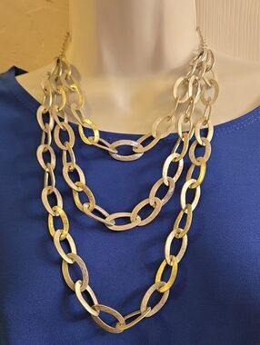 Triple-Layer Silver Link Necklace - Women's Fashion Jewelry